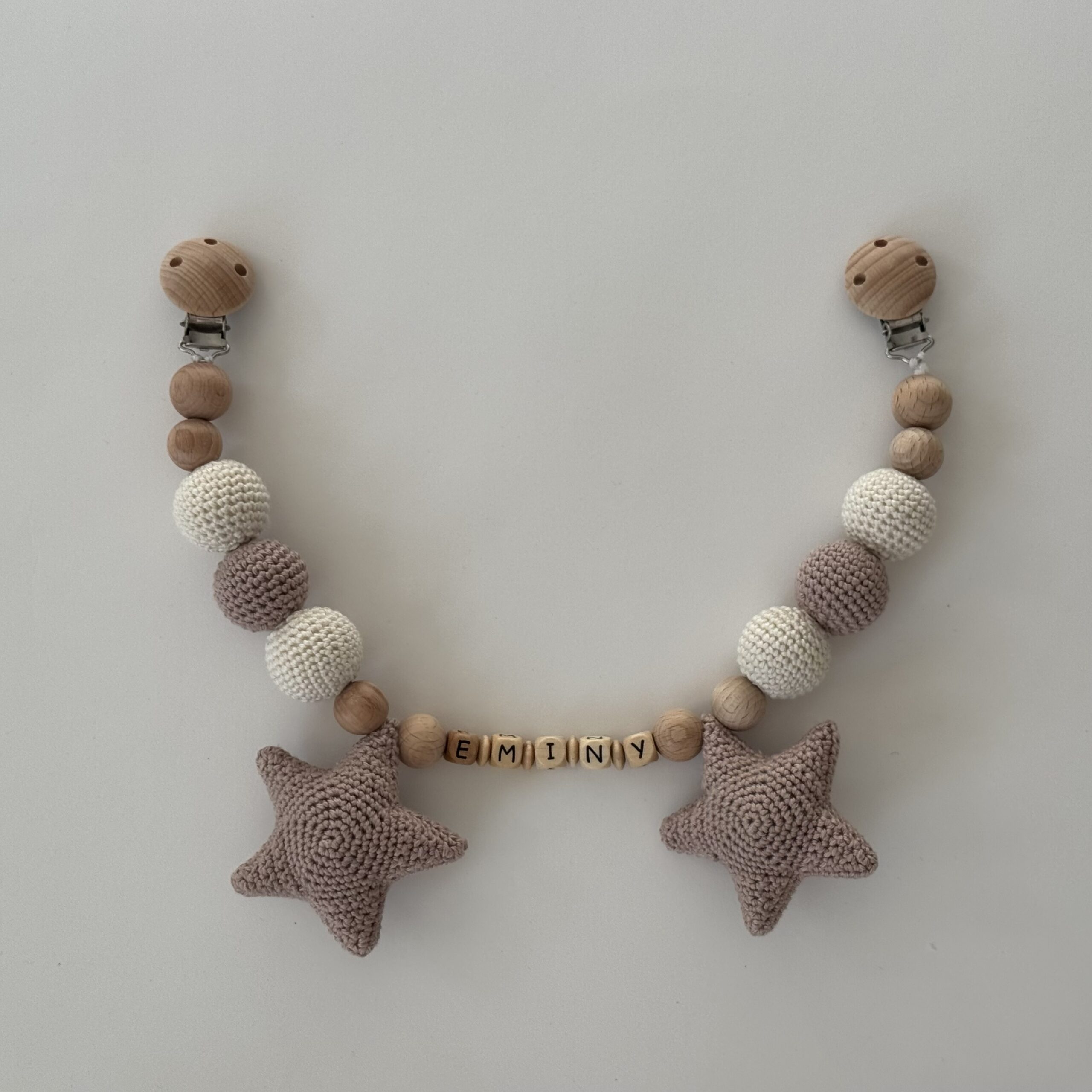 Kinderwagenkette Stern Nude mit Namen